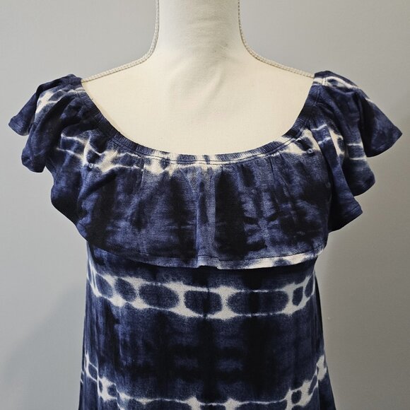 CLOUD CHASER blue TIE-DYE off shoulder TOP spandex RAYON - Picture 2 of 10